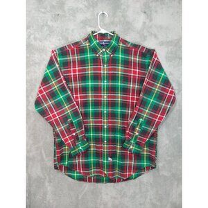 Ralph Lauren Shirt Mens XL Red Green Plaid Flannel Long Sleeve Button Down